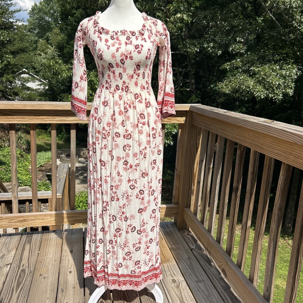Altar'd State Cottage Core Dress Women's Small Maxi Length On Off Shoulder